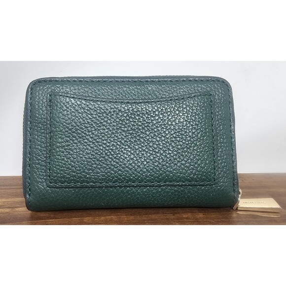 Michael Kors Jet Set Pebbled Leather Zip Card Case Wallet Moss Green NWOT - Picture 2 of 11